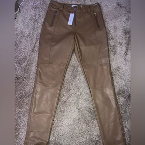 Tan topshop leather pants